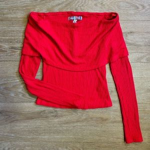 Red Off-The-Shoulder Longsleeve